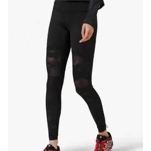 Lululemon Sheer Will High-Rise Tight 28" Camo Pants Mesh Leggings, Black